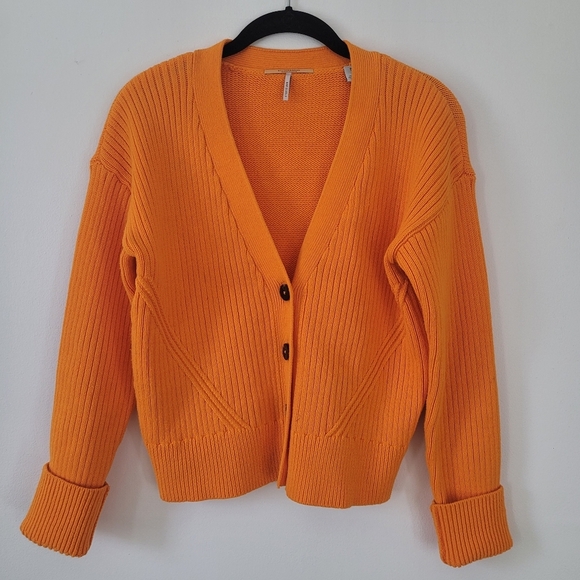 Scotch & Soda Orange Buttton Long Sleeve Cardigan Bright Orange Small - Picture 2 of 13